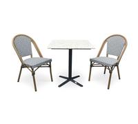 Ensemble repas de jardin 2 places en acier et plateau terrazzo