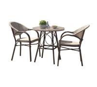 Ensemble repas de jardin 2 places en aluminium marron