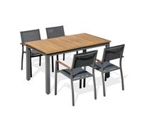 Ensemble repas de jardin 4 places alu et acacia - gris anthracite