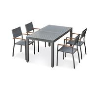 Ensemble repas de jardin 4 places aluminium - gris anthracite