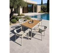 Ensemble repas de jardin 4 places en alu - grège