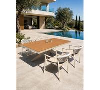 Ensemble repas de jardin 4 places en alu - grège