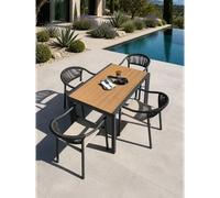 Ensemble repas de jardin 4 places en alu - gris anthracite