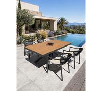 Ensemble repas de jardin 4 places en alu - gris anthracite