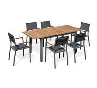 Ensemble repas de jardin 6 places alu et acacia - gris anthracite