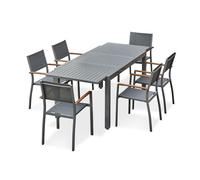 Ensemble repas de jardin 6 places aluminium - gris anthracite