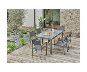Ensemble repas de jardin 6 places aluminium - gris anthracite