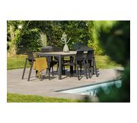 Ensemble repas de jardin 6 places avec plateau céramique - gris anthracite