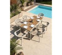 Ensemble repas de jardin 6 places en alu - grège