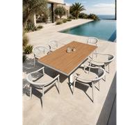 Ensemble repas de jardin 6 places en alu - grège