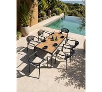 Ensemble repas de jardin 6 places en alu - gris anthracite