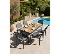 Ensemble repas de jardin 6 places en alu - gris anthracite