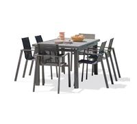 Ensemble repas de jardin 6 places en aluminium - gris anthracite