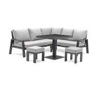 Ensemble repas de jardin 7 pl alu plateau céramique sur verre - Gris anthracite