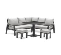 Ensemble repas de jardin 7 pl alu plateau céramique sur verre - Gris anthracite