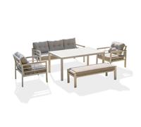 Ensemble Repas de jardin 7 Places "Cayenne" 180cm Blanc