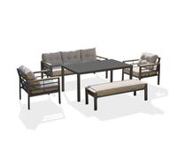 DCB Garden Ensemble repas de jardin CAYENNE 7 places aluminium Gris anthracite