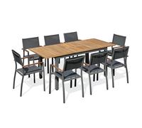 Ensemble repas de jardin 8 places alu et acacia - gris anthracite