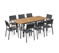 Ensemble repas de jardin 8 places alu et acacia - gris anthracite