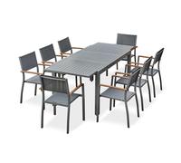Ensemble repas de jardin 8 places aluminium - gris anthracite