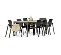 Ensemble repas de jardin 8 places avec plateau céramique - gris anthracite