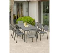 Ensemble repas de jardin 8 places en aluminium - gris anthracite