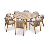 DCB GARDEN Ensemble Repas de Jardin Serena (180x180 cm) 8 Places en Bois d'acacia - Wood