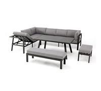 Ensemble Repas De Jardin 9 Places En Aluminium Antalya Noir