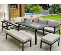 Salon de jardin ANTALYA 9 places en aluminium - GRIS ANTHRACITE