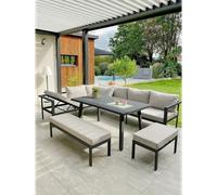DCB Garden – Salon de jardin ANTALYA – 9 places en aluminium – Gris anthracite