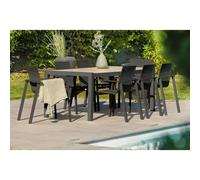 Ensemble repas de jardin 8 places avec plateau céramique - gris anthracite