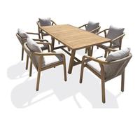 Ensemble repas de jardin - Bois d'acacia - 6 places - 170 x 90 cm - Serena