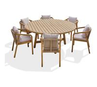 Ensemble repas de jardin - Bois d'acacia - 6 places - 180 x 180 cm - Serena