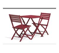 Ensemble repas de jardin carré 2 places en aluminium - rouge carmin