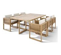 Ensemble repas de jardin CUBO - Table rectangulaire + 6 fauteuils - Structure en acier thermolaqué - 6 places - Bocarnea