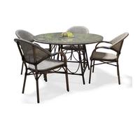 Salon de jardin dcb garden Textilène 4 personnes 5 pieces Marron