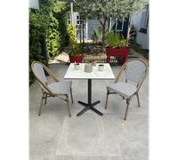 Ensemble repas de jardin en acier et plateau en hpl - bleu marine