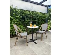 Ensemble repas de jardin en acier et plateau rond en hpl - bleu marine