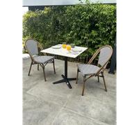 Ensemble repas de jardin 2 places en acier et plateau terrazzo