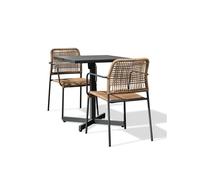 Ensemble repas de jardin 2 places en acier - gris anthracite