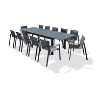 Salon de jardin dcb garden aluminium gris 3 pieces 12 personnes
