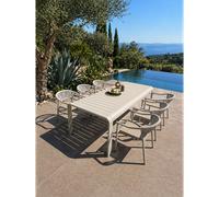 Ensemble repas de jardin en aluminium 6 places - grège