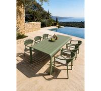 Ensemble repas de jardin en aluminium 6 places - vert olive