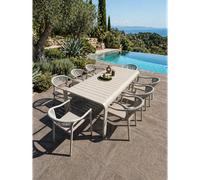 Ensemble repas de jardin en aluminium 8 places - grège