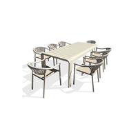 Ensemble repas de jardin en aluminium 8 places - grège