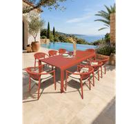 Ensemble repas de jardin en aluminium 8 places - terracotta