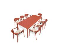 Ensemble repas de jardin en aluminium 8 places - terracotta