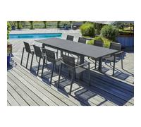 Ensemble repas de jardin en aluminium - gris anthracite