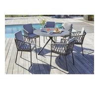 Ensemble repas de jardin 6 places en aluminium - Gris anthracite - PILAT