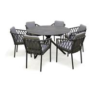Ensemble repas de jardin 6 places en aluminium - Gris anthracite - PILAT